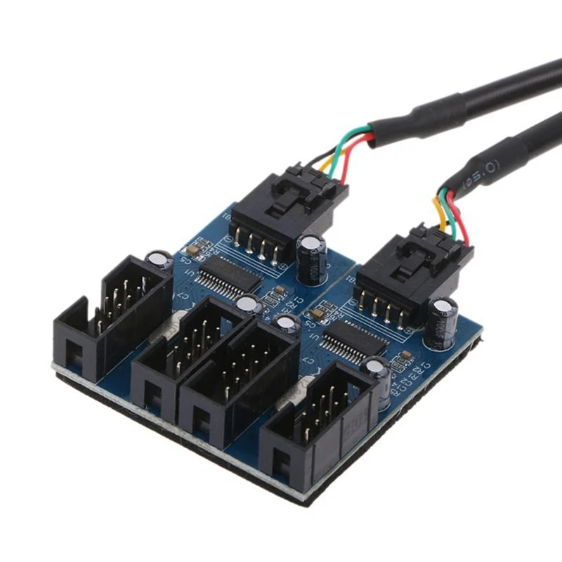 2 Stück 9-poliger USB 2.0-Stecker 1 bis 4 Buchse Splitter Chipsatz Extender USB 9-poliges Verlängerung kabel 1 bis 4 2,0 Hub