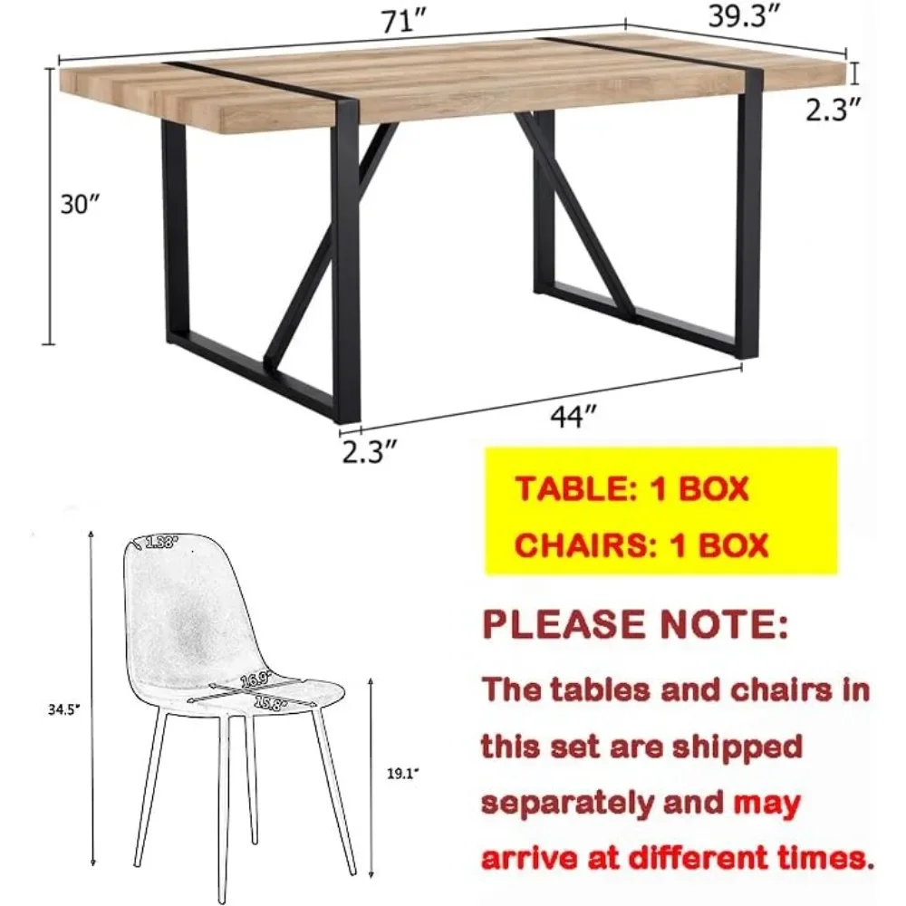 9 Piece Dining Table Set for 8,Modern 71'' Rectangle Wood Table and Fabric Dining Chairs 8,Ideal for Kitchen Dining Room