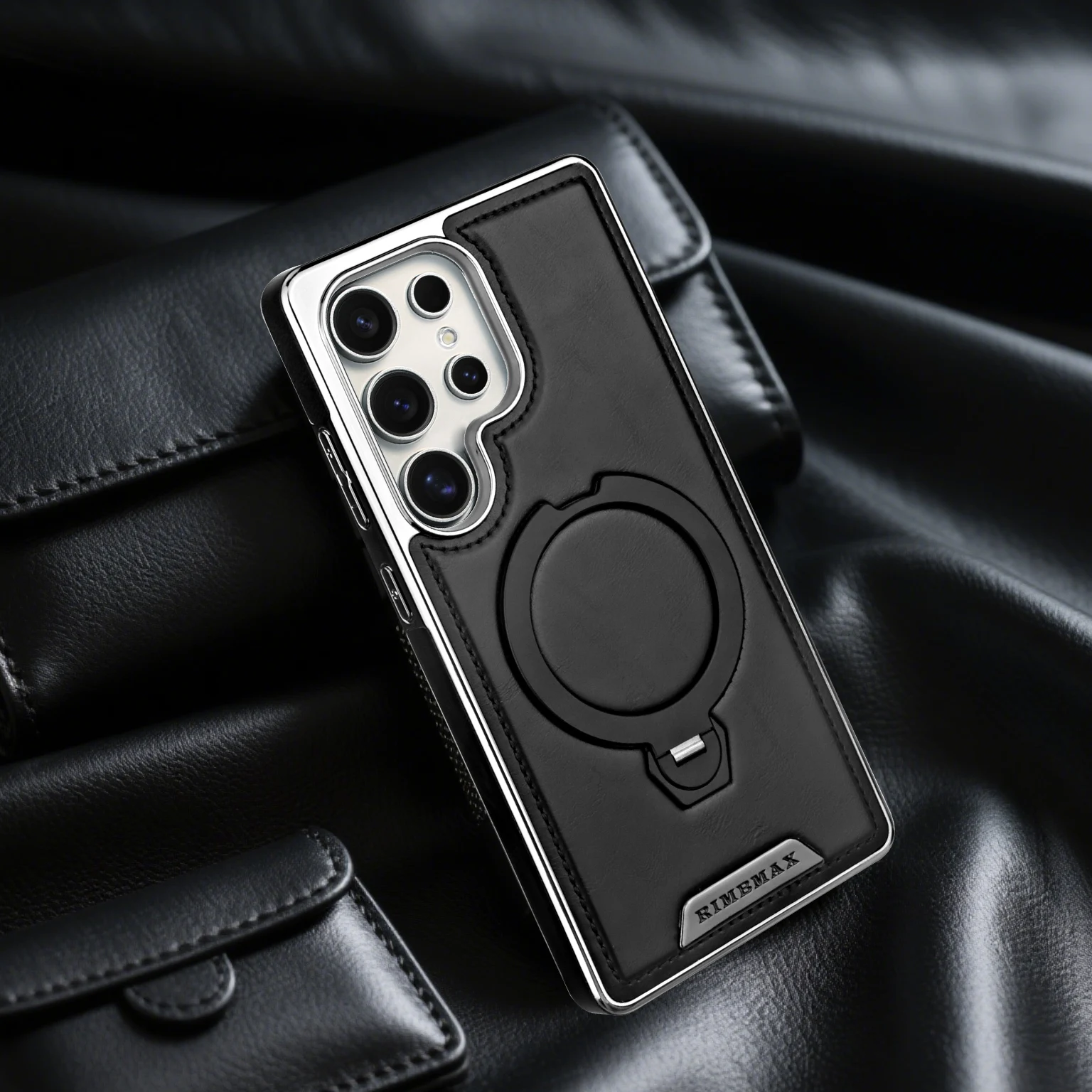 

Кожаный чехол для телефона с вращающимся кронштейном, для Samsung Galaxy S25 S24 S23 Ultra S24 Plus S25EDGE, защитная задняя крышка с магнитной зарядкой