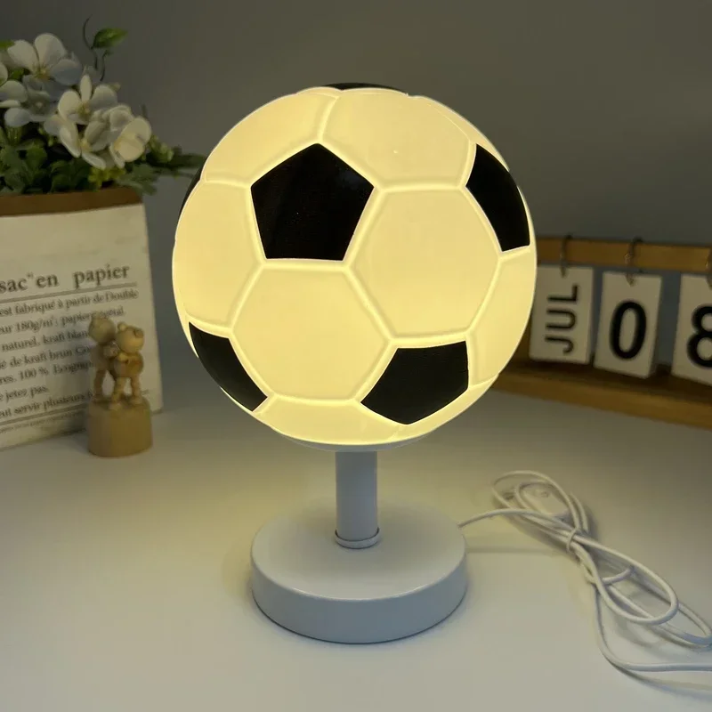 Soccer Ball Shape Decoration Usb table lamp Bedroom Decoration Modern LED Lights for Room Home Planet Creative Glass Table Lamp