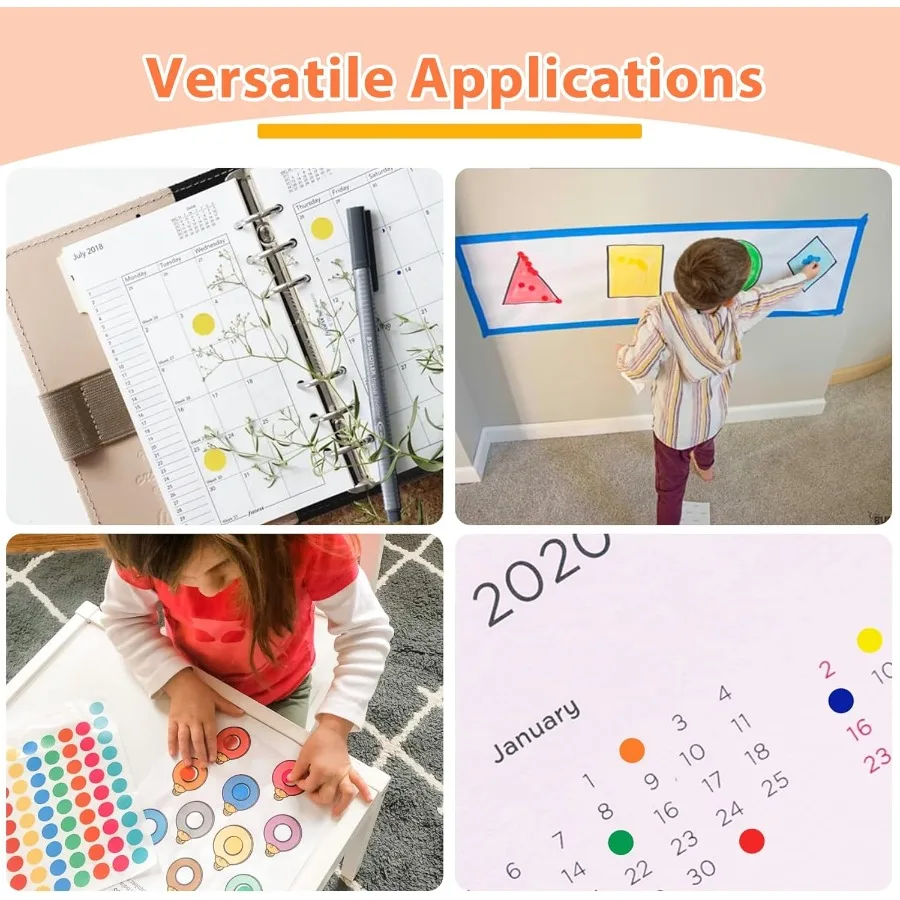 Adesivi a punti piccoli - Etichette di codifica a colori rotondi da 1/4'' Etichette adesive a pois circolari in più colori per OfficeClassroom 2