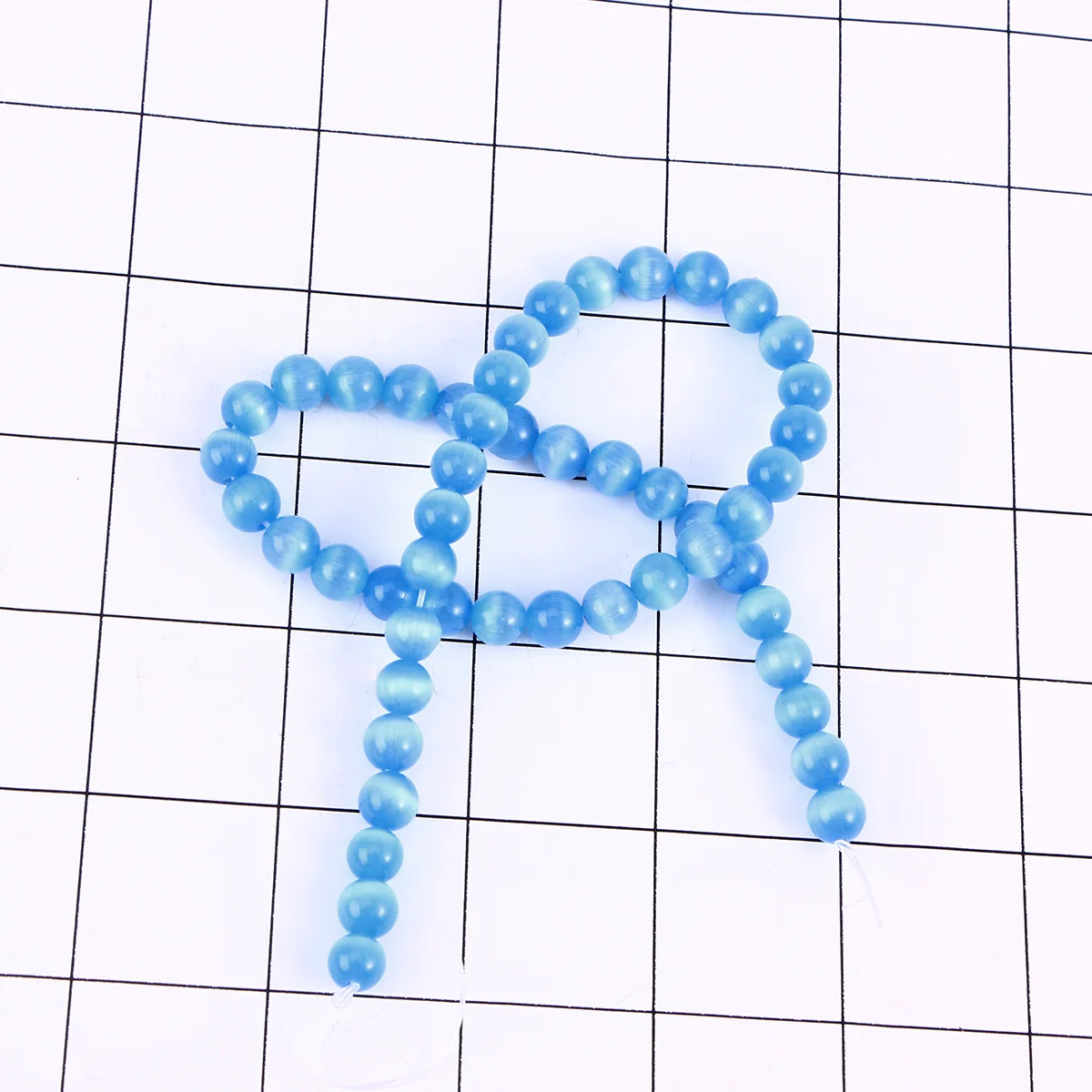 

50Pcs Natural Cat Eye Beads Bracelet Round 8mm Blue Gemstone Jewelry Accessories Handmade for Men Women Gift Stone Bracelet