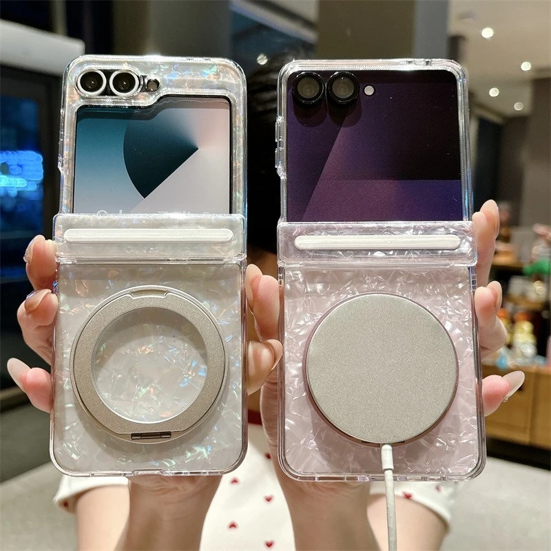 Luxury Shell Texture With 360° Rotating Bracket Magnetic Pho