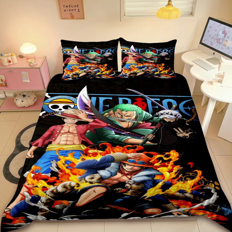 

Duvet Cover One Piece Luffy Anime Bedding Set Quilt Cover Comforter Cover King Queen Size for Boys Adult Gift