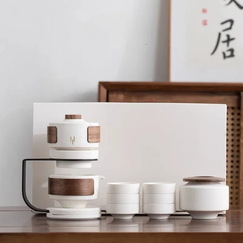 Ceramic semi-automatic Kung Fu tea set, lazy person's tea making artifact, household anti-scalding teapot gift box