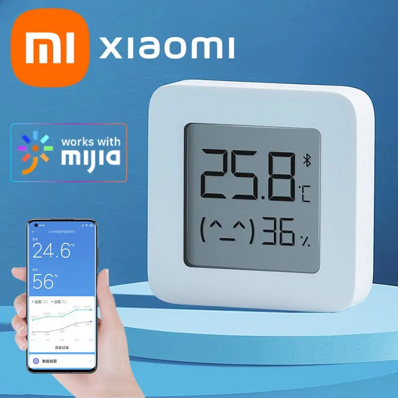 Xiaomi mijia bluetooth termômetro higrômetro 2 sem fio inteligente elétrico digital termômetro sensor de umidade casa com mijia app