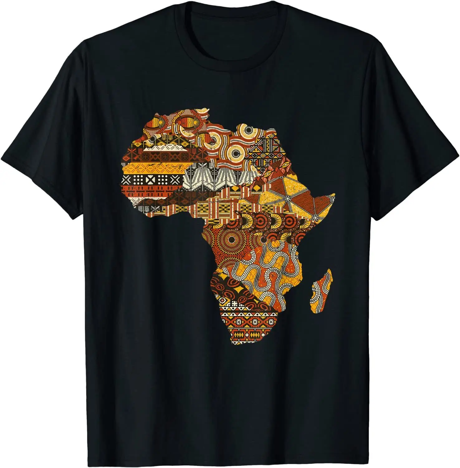 Africa Map Kente Cloth Black History Month Afro Africa Pride T-Shirt S-5XL Retro