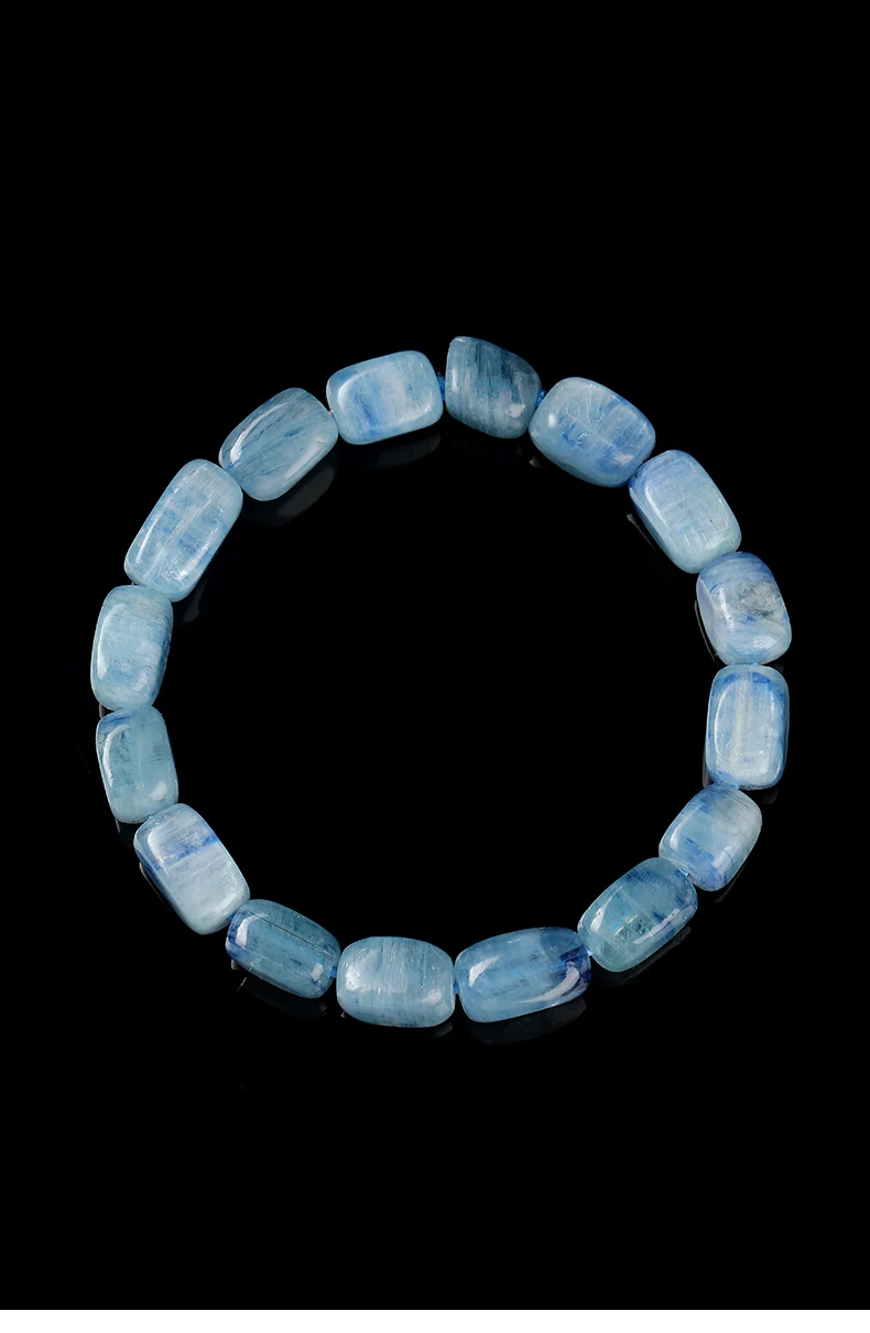 JD Natürliches Kyanit Unregelmäßiges Perlenarmband 7-8mm Blauer Kristall Heilstein Damen Personalisierte Armbänder und Armreifen – Detail 3