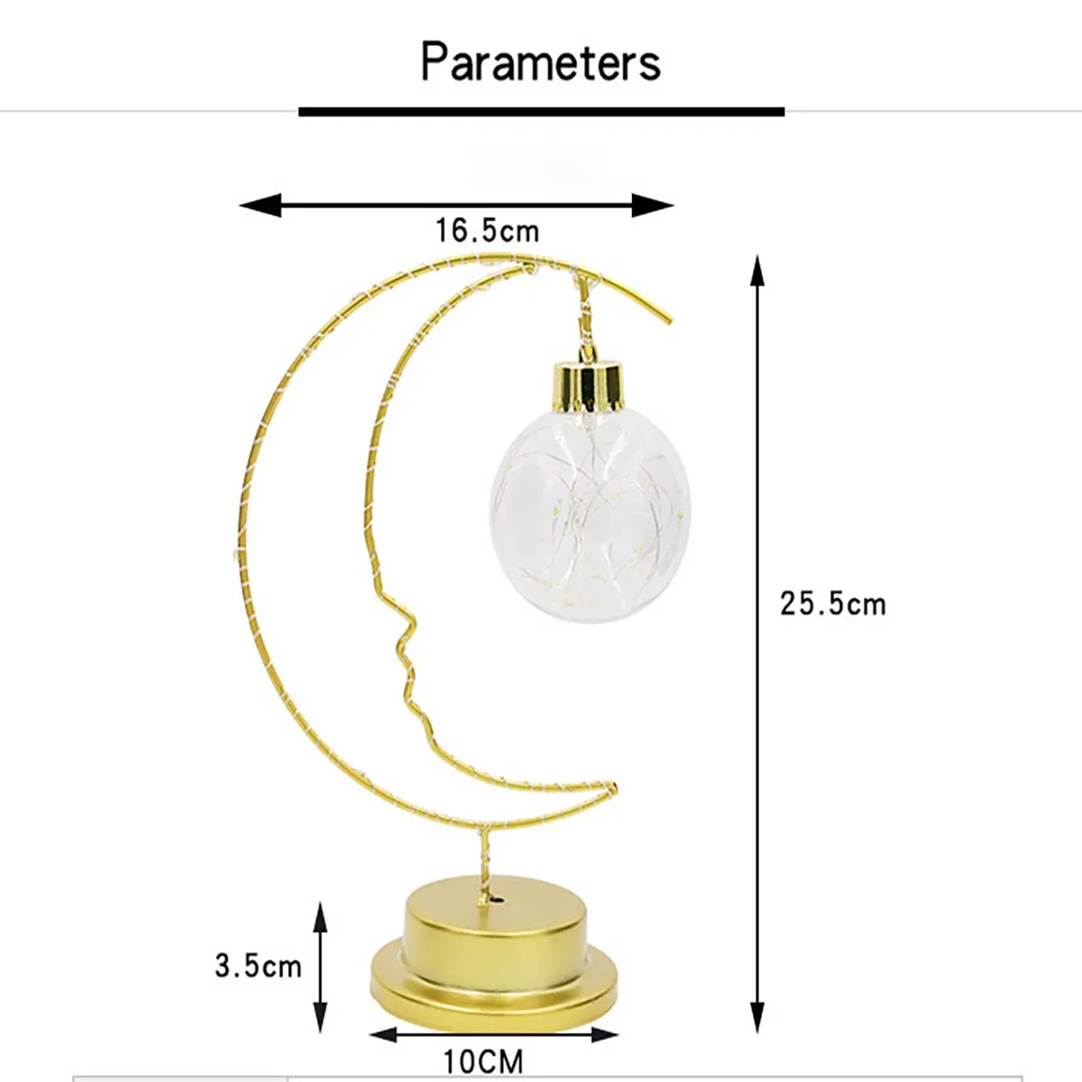 1pc Iron Moon Indoor Ornaments Night Lights, LED Lamp Wrought Iron Moon Lamp，Christmas Decor (battery Not Included)