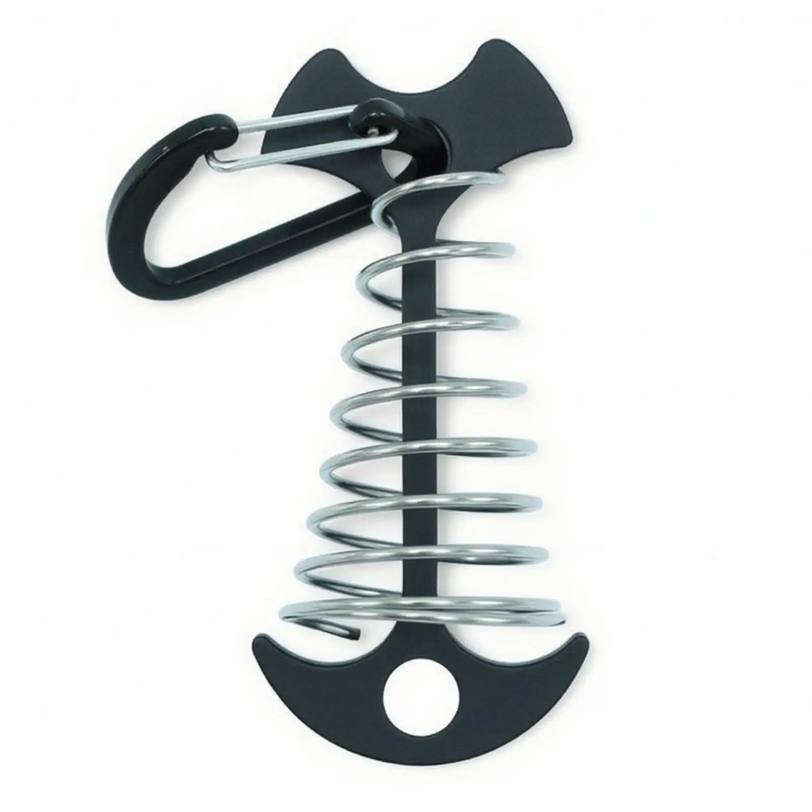 Tent Stake Clip Rope Tensioner Spring Buckle with D Hook Fishbone Design Aluminum Steel Build for Outdoor Camping Shelter Secure