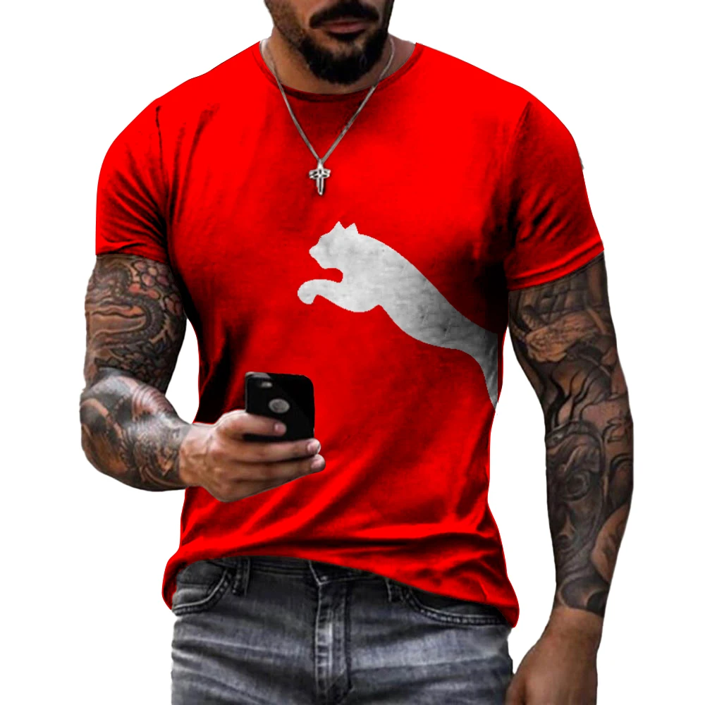 T-shirt de Marque à Col Rond pour Homme, Chemise à Manches Courtes, Motif Imprimé 3D, Surdimensionné, Rétro, Confortable, à la Mode, Été