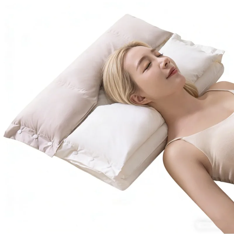 Neues Schlafkissen aus Premium-Baumwolle, orthopädische Linderung von Nackenschmerzen, atmungsaktiv, milbenhemmend, hypoallergen, maschinenwaschbar, 60 x 40 cm