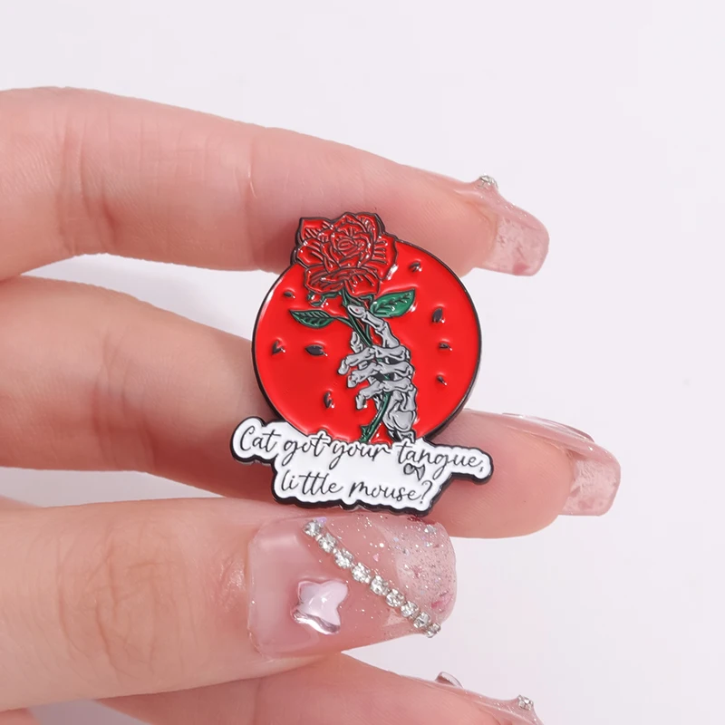 Cat Got Your Tongue Little Mouse Enamel Pin Dark Romance Haunting Adeline Quote Brooch Lapel Badge Jewelry Gifts For Friends