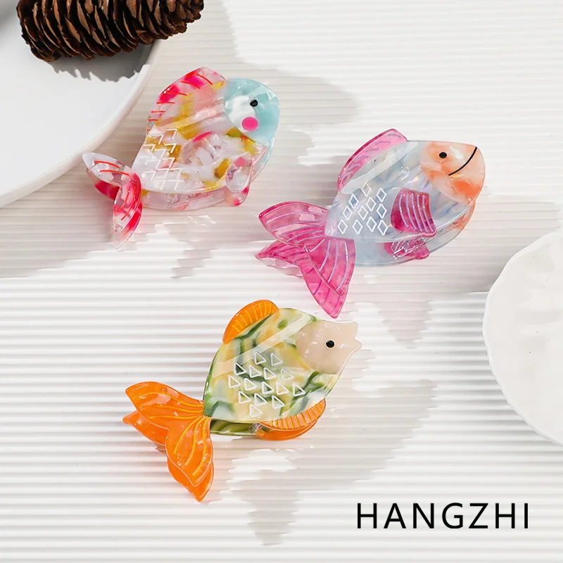 HANGZHI Colorful Goldfish Grab Clip Cute Funny Animal Hair Accessories for Women Kids Fantasy Sweet Party Gift Hair Comb New