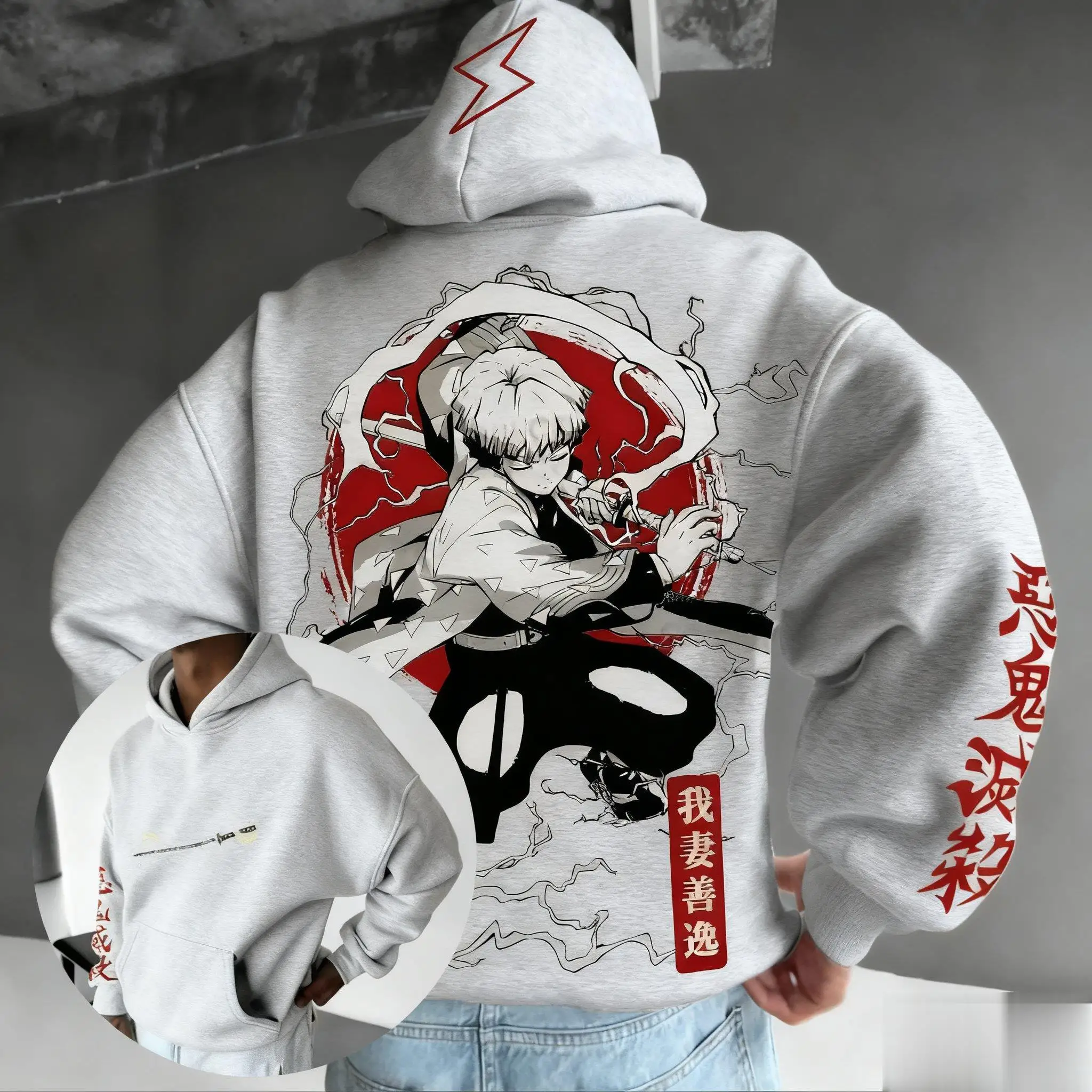 Sudadera con capucha de Anime Y2k de gran tamaño para hombre y mujer, jersey con estampado de Demon Slayer, ropa de calle informal para otoño e invierno, Tops Unisex 2025