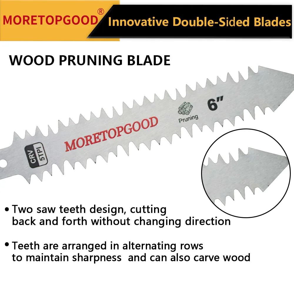 5PCS Double-Sided Reciprocating Saw Blade, 5TPI Wood Cutting Pruning Japanese Teeth Saw Blades