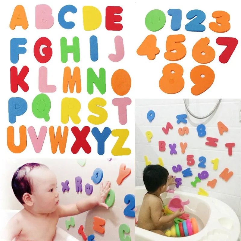 36pcs alpha numerische Buchstaben Alphabet Bad Puzzle weiche Eva Zahlen Kinder Baby Spielzeug frühen pädagogischen Spielzeug Werkzeug Bad Spielzeug Brief Puzzle