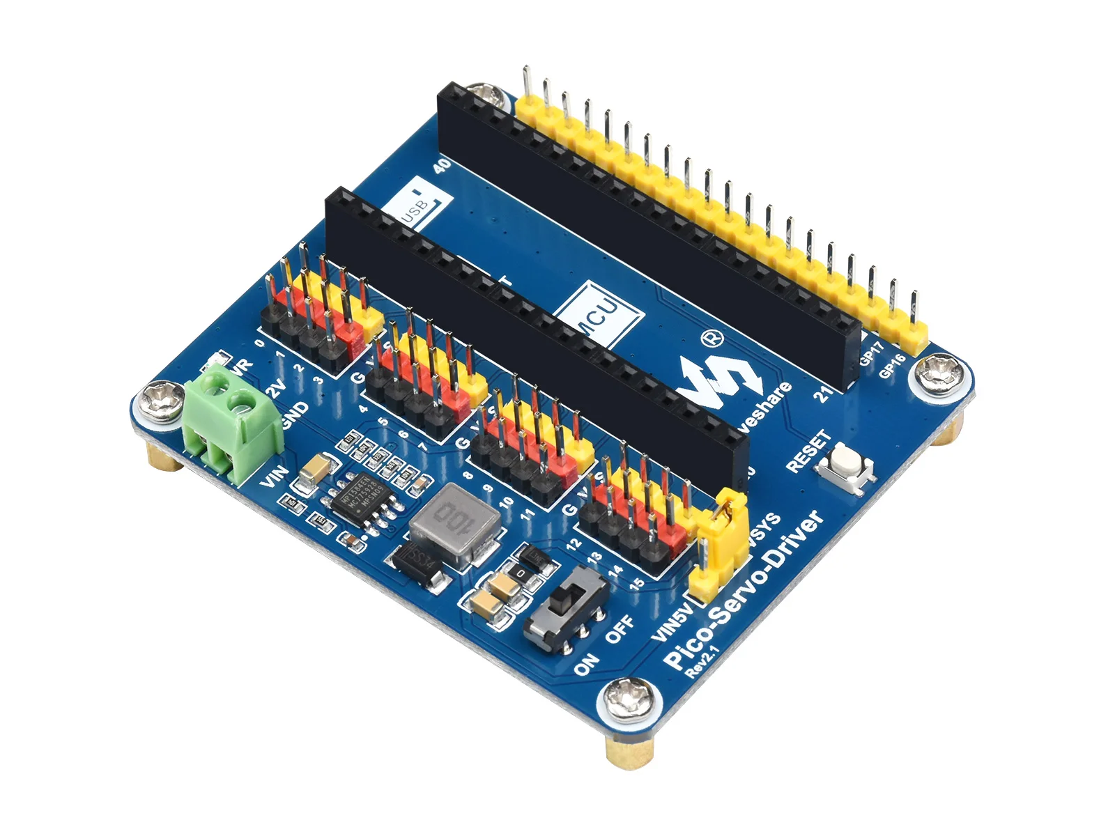 

Pico-Servo-Driver, модуль сервопривода для Raspberry Pi Pico, 16-канальные выходы, 16-битный, идеально подходит для управления робототехнической рукояткой