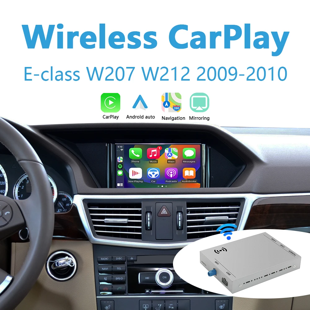 Apple CarPlay sans fil pour Mercedes Classe E, W212, W207, NTG4.0, système Android Auto, miroir, lien iPhone, fonction de lecture de voiture, caméra