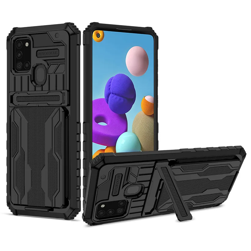 For Samsung Galaxy A21S 6.5 Case Shockproof Armor Kickstand Phone Case for Samsung A21S A217F A 21S A21 S Card Slot Back Cover