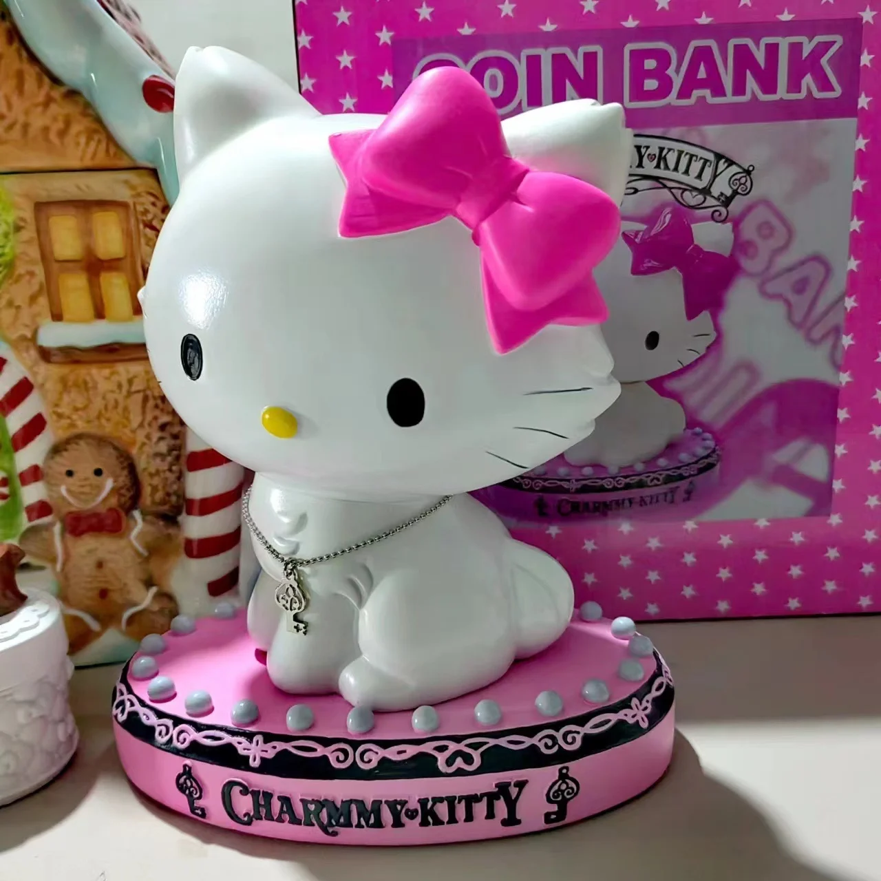 Sanrio Charmmy Kitty Resin Bank Money Box Saving Coin Money Box Coin Piggy Bank Toy Home Ornament For Kids Birthday Xmas Gift