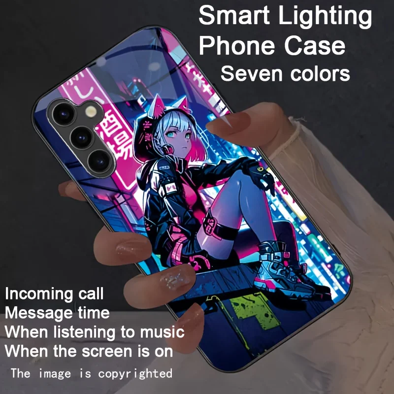 Neonowe Etui z Kocimi Uszami, Kolorowe, Świecące LED, na Samsung S25 FE Edge S24 S23 S22 Ultra Plus S21 Zfold 7 6 5, Fajne Fundas — zdjęcie produktu 2