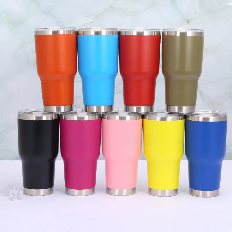 

30oz car cup ice beer cup 304 stainless steel color thermos cup gift spot plastic spray cup Christmas gift