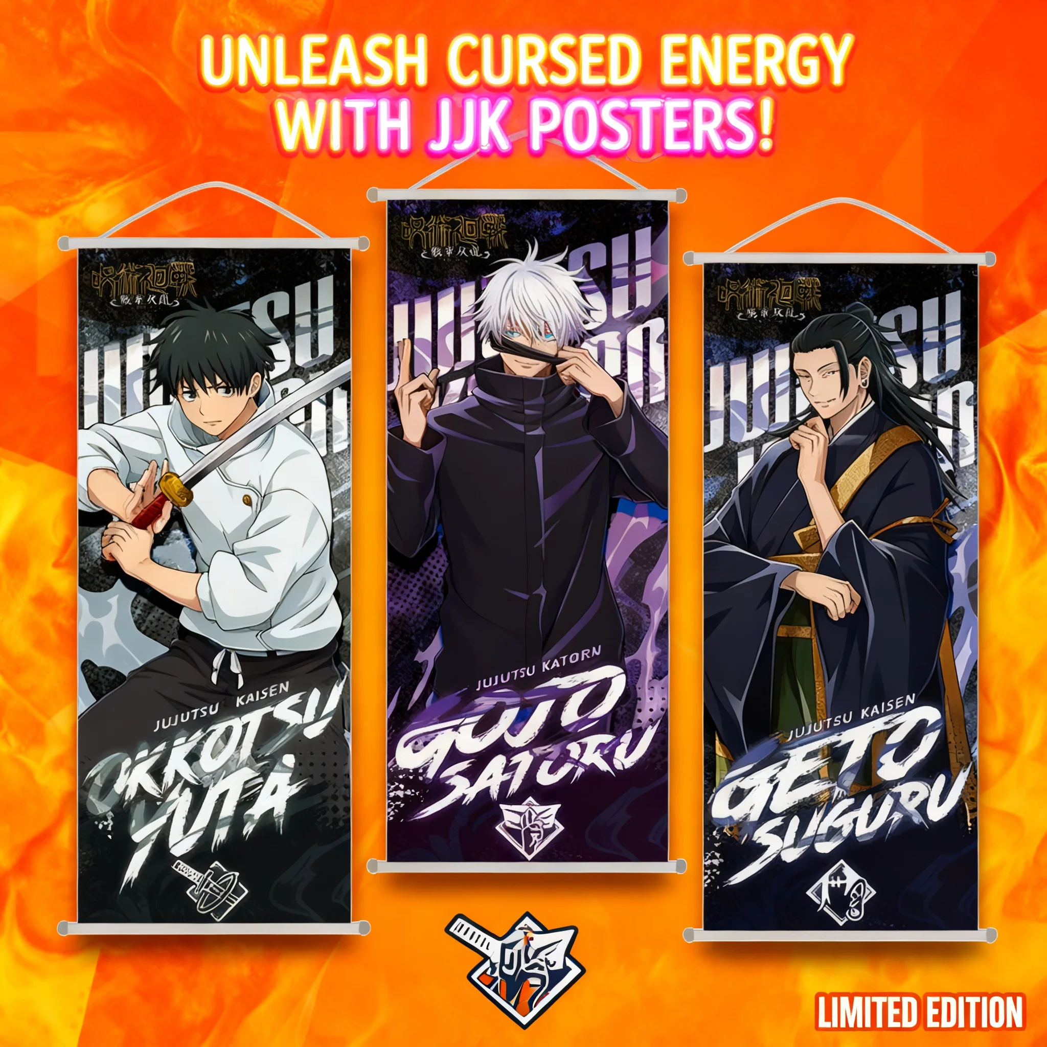 

Jujutsu Kaisen Anime Wall Scroll Poster Canvas Roll Hanging Painting Decor Satoru Gojo Yuji Itadori New Style Five Characters