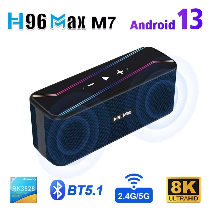 2023 top Selling Stable 8K H96 MAX M7 Set top box with BT speaker latest Android 13.0 android TV box H96 MAX RK3528