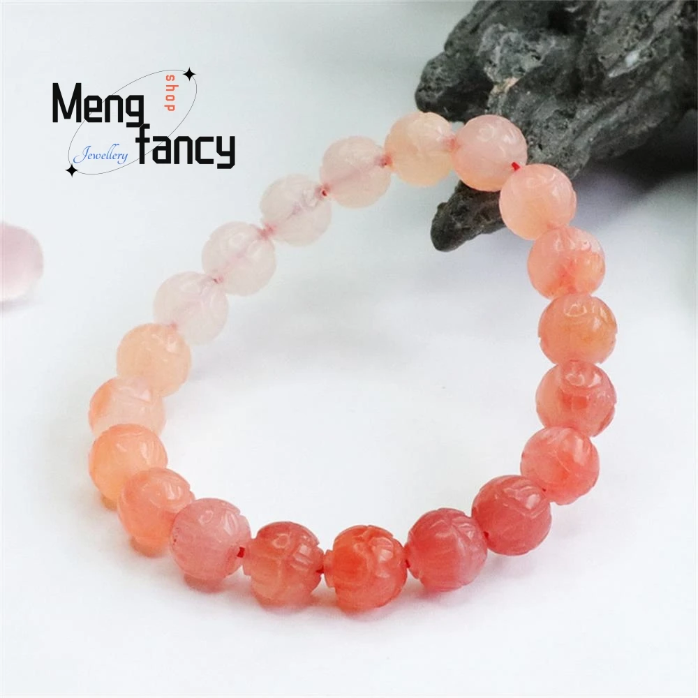 Natural Salt Source Agate Lotus Beads Strings Colorful Treasure Bracelet Simple Elegant High-grade Couple Luxury Quality Jewelry