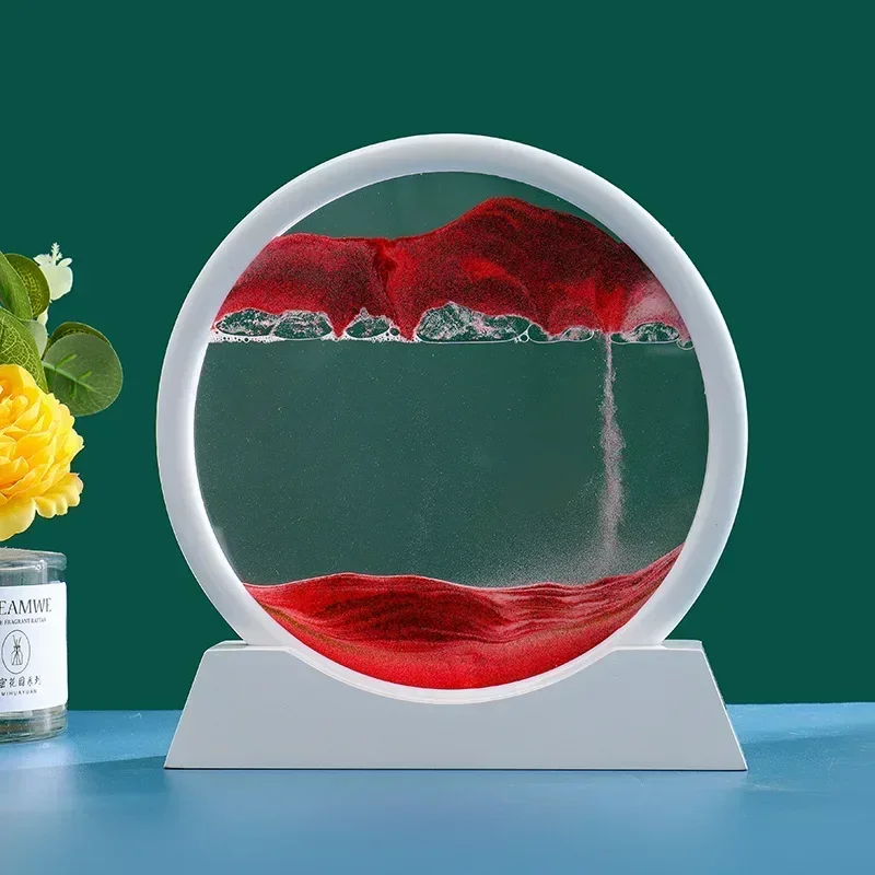 

Home Decoration 3D Hourglass Flowing Sand Art Painting Round Glass Deep Sea Sand Scene Home Decoration Gift New Product