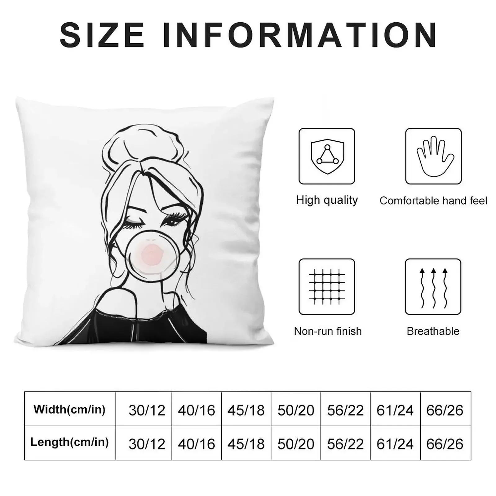 Bubble Gum Wink Fashion Illustration Throw Pillow Pillow Case christmas decorations 2025 pillow