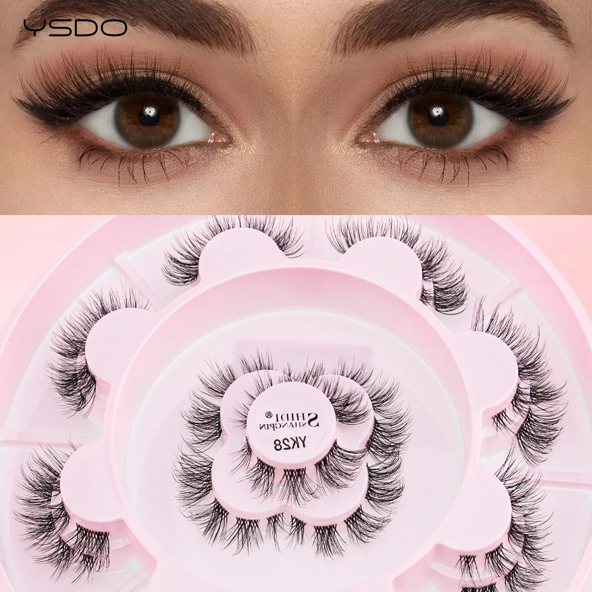 5/11Pairs Natural Eyelashes Wispy Faux Mink Eyelash Extension Fluffy False Lashes Cat Eye Style Thick Cross Lashes Makeup Cilios