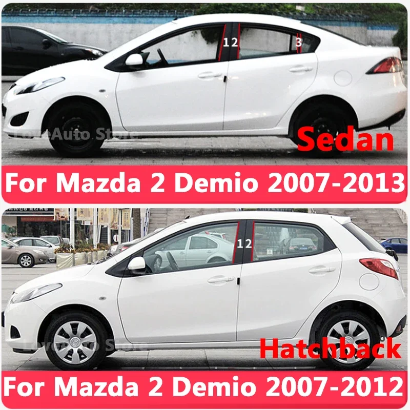 For Mazda 2 Demio 2007-2013 Car Window Central Column B C Pillar Cover Moulding PC Sticker Exterior Window Frame Accessories