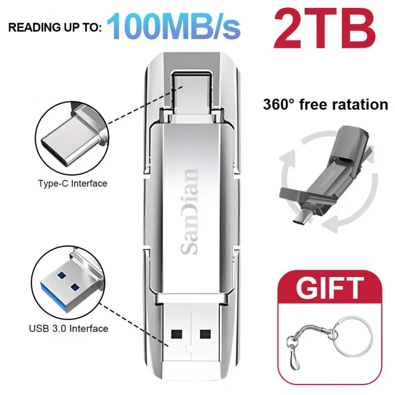 2TB USB 3.0 Metall-Hochgeschwindigkeits-USB-Stick 1TB 3,0 GB USB-Speichers tick Pen drive 512GB 256GB Speicher u Festplatte für PC/Laptop/PS4-Controller