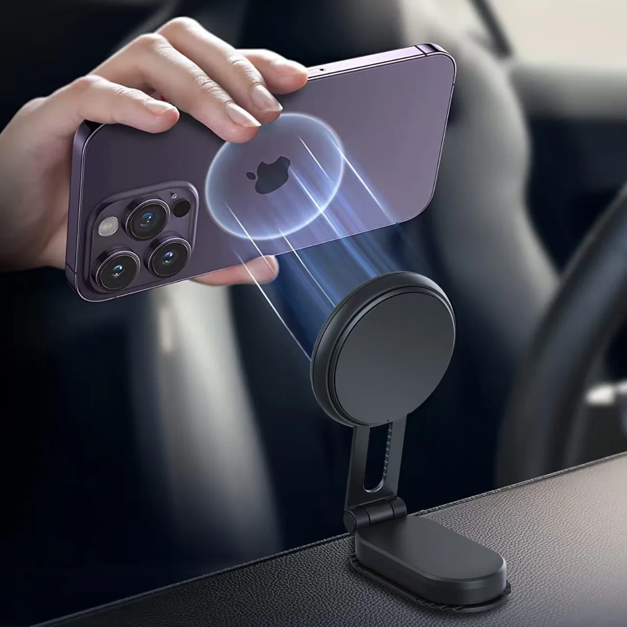 2026New حامل هاتف السيارة المغناطيسي ل تسلا عرض APP طوي 360 درجة دوران سيارة معدنية جبل آيفون 12 13 14 برو ماكس