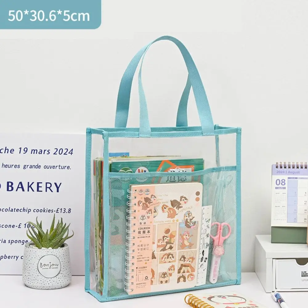 Saco multifuncional do armazenamento do papel do teste, Mesh Transparent File Folder Bag, Double-Layer Partition Tutoring Bag, PVC