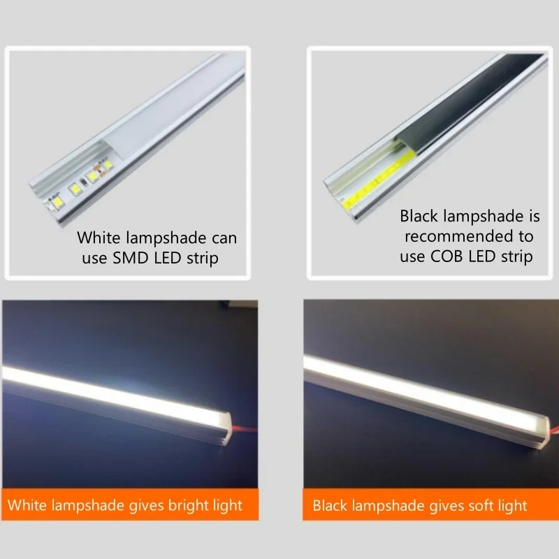 2010 2310 Black LED Aluminum Profile U Shape Channel Black Milky Diffuser Wall Line Lighting Cabinet Kitchen Linear Strip Light