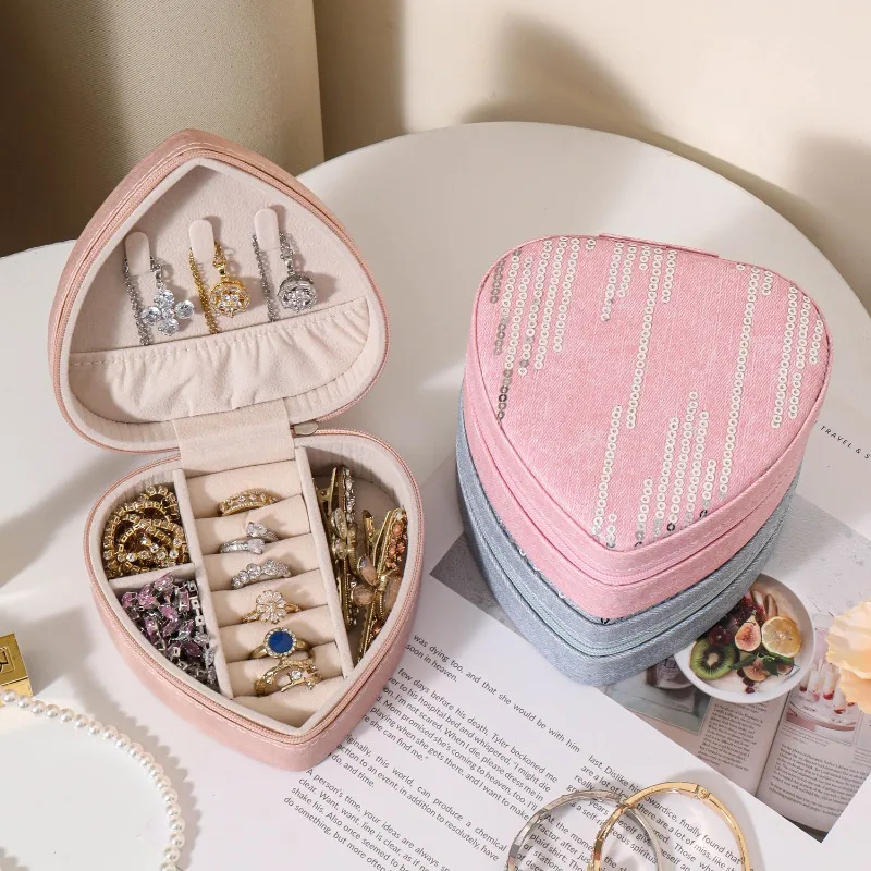 

New love simple storage travel portable jewelry storage box earrings ring small jewelry box