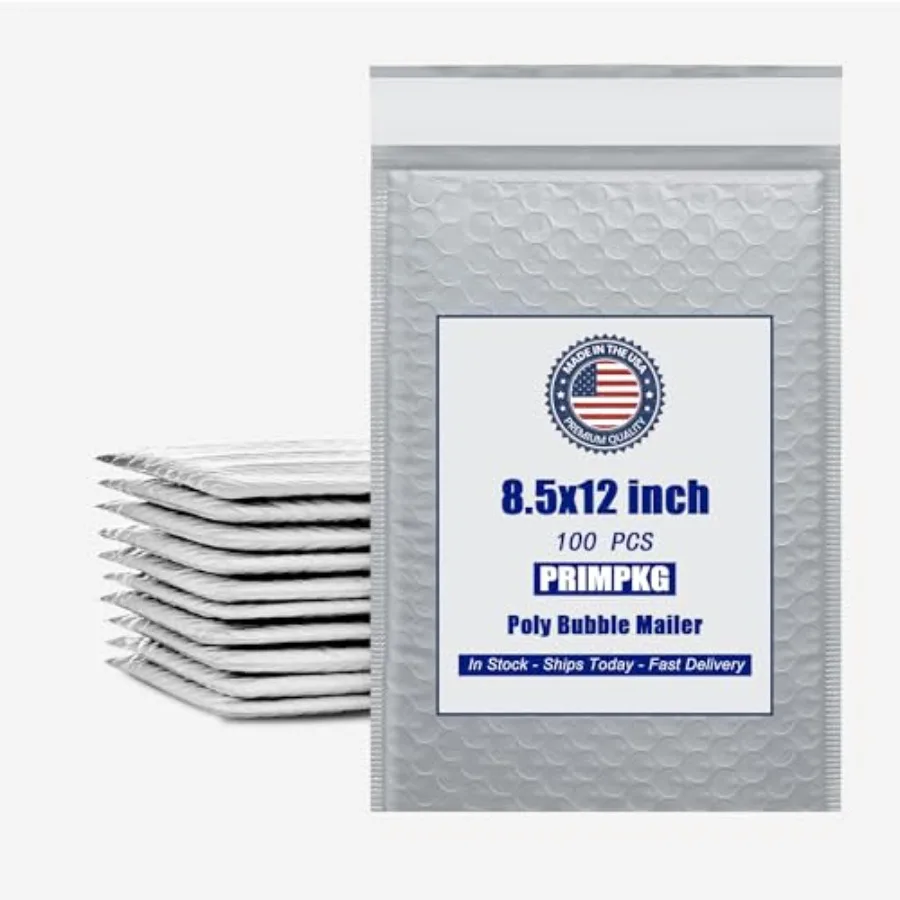

8.5in x 11in Bubble Mailer Gray Poly Mailer Padded Envelope Shipping Envelope Waterproof Self-Sealing For Small Business Shippi