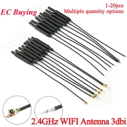 1-20Pc 2.4GHz 2.4G WIFI Antenna 3dbi UF.L Connector Brass Inner Aerial 15cm Length 1.13 Cable Wi-Fi HLK-RM04 ESP-07 2400-2500MHz