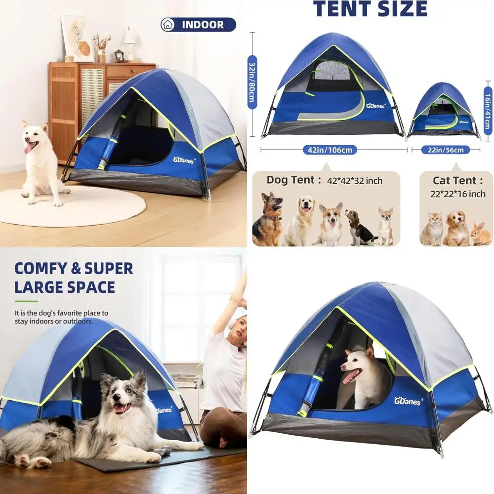 

Портативная палатка-лежанка для собак с мягкой подкладкой для крупных пород, 42x42x32 дюйма, подходит для использования в помещении и на улице