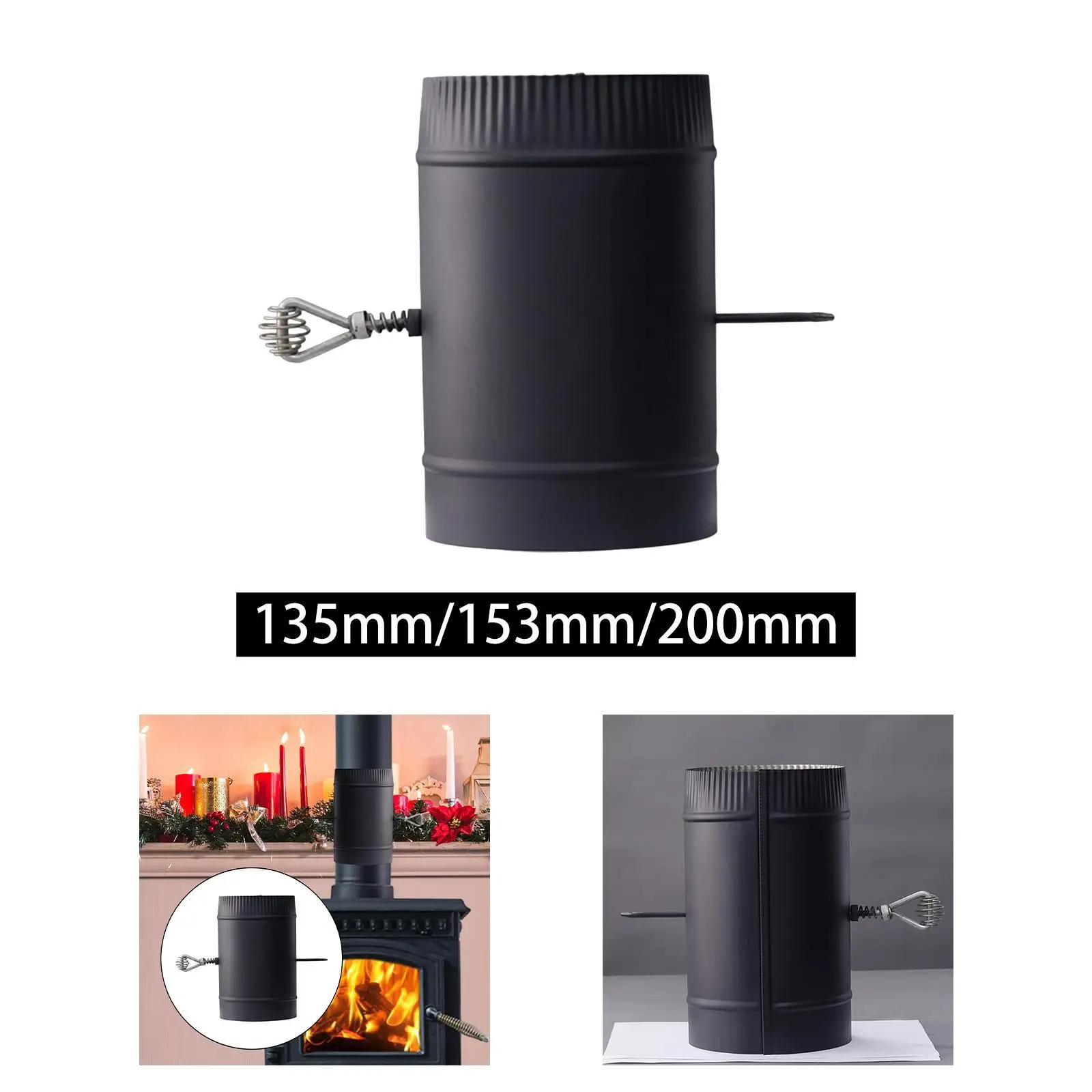 

Stove Pipe with Damper Chimney Pipe Portable for Control Fume Extraction for Vent Smoke Exhaust Fireplace Flue Extension Tube