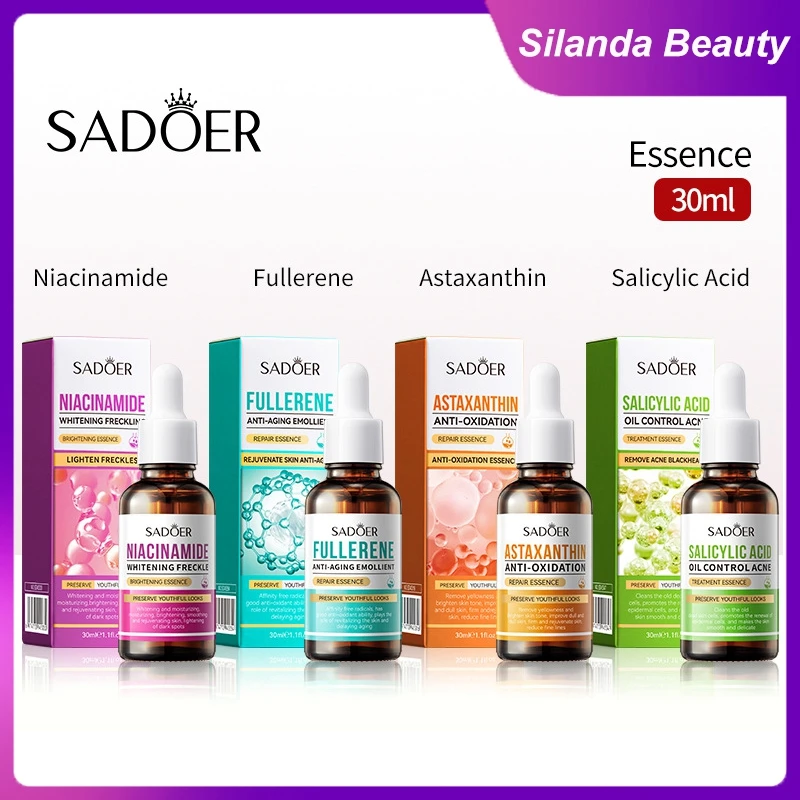 Silanda Beauty Niacinamide Serum Fullerene Anti Wrinkle Face Essence Astaxanthin Salicylic Acid Acne Removal Facial Serum 30ml