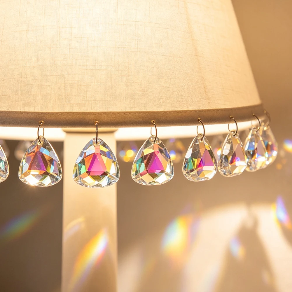6pcs Brilliant Triangle Crystal Suncatcher Prism Hanging Shinning Rainbow Maker Chandelier Lamp Parts Pendant DIY Jewelry Making