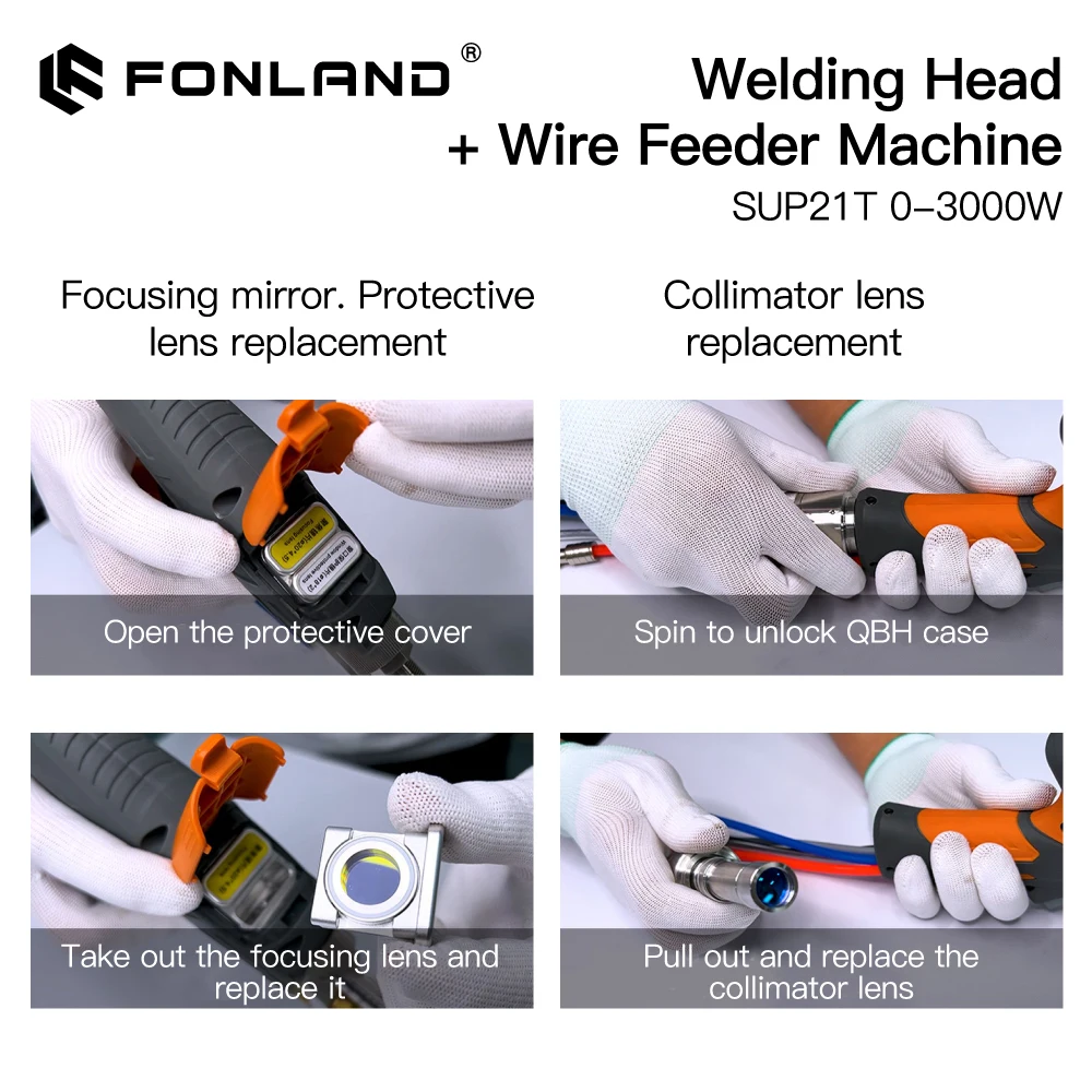 Fonland 1064nm 4-in-1 Laser SUP21T Welding Head with SUP-AFM-A Wire Feeder Laser Welding System Set for Fiber Welding Machine