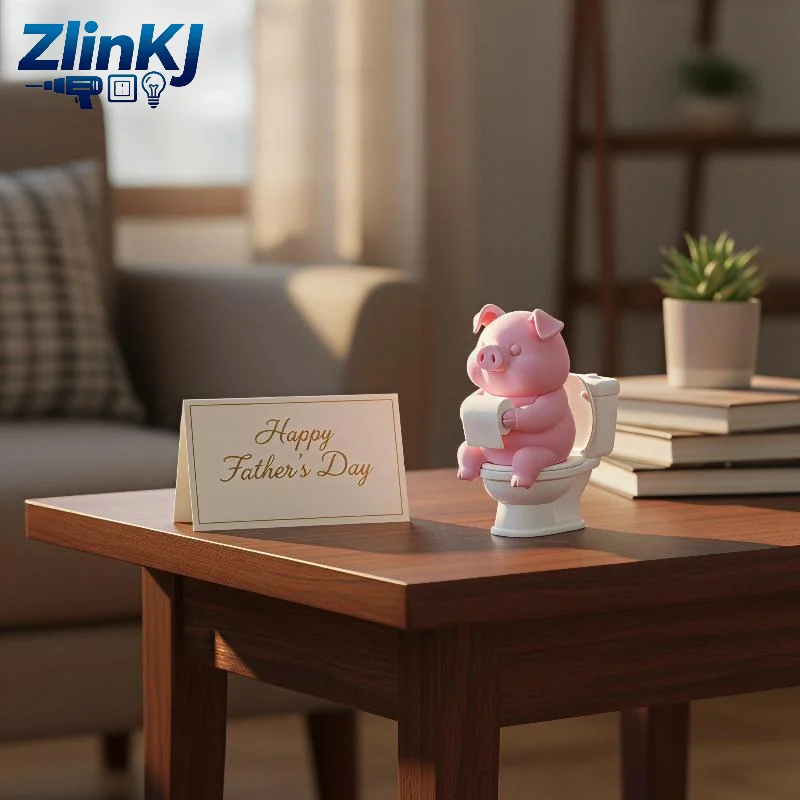 Statue de cochon mignon sur les toilettes, décoration de salle de bain, figurine de cochon à fixer au mur ou sur table, pour la maison, le bureau, la bibliothèque, cadeau pour la fête des pères
