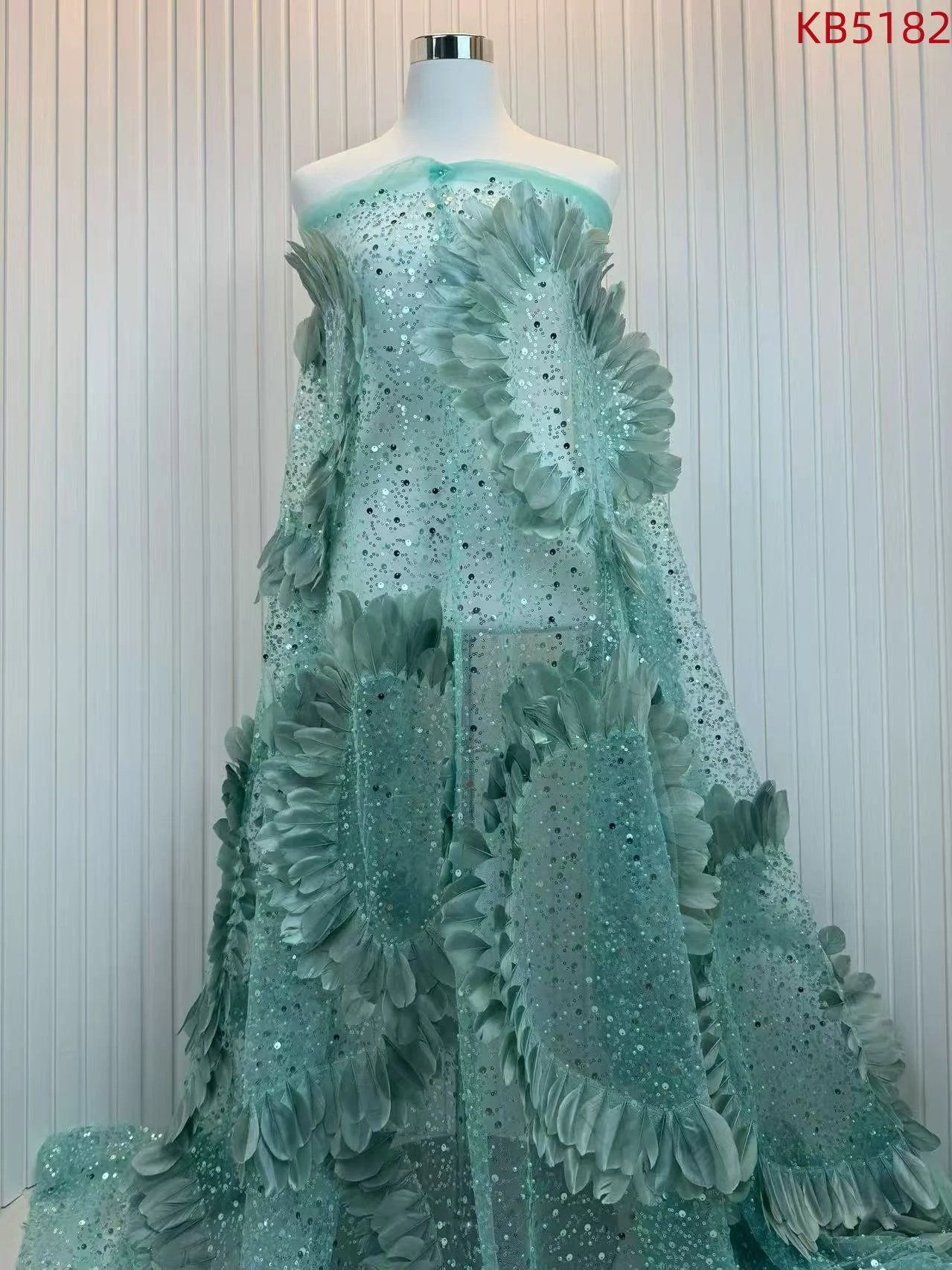 

Latest 3D Flower Beaded Embroidered Lace Fabric, African French Mesh, Tulle Lace, Sequence Embroidery Lace For Sewing KB5182