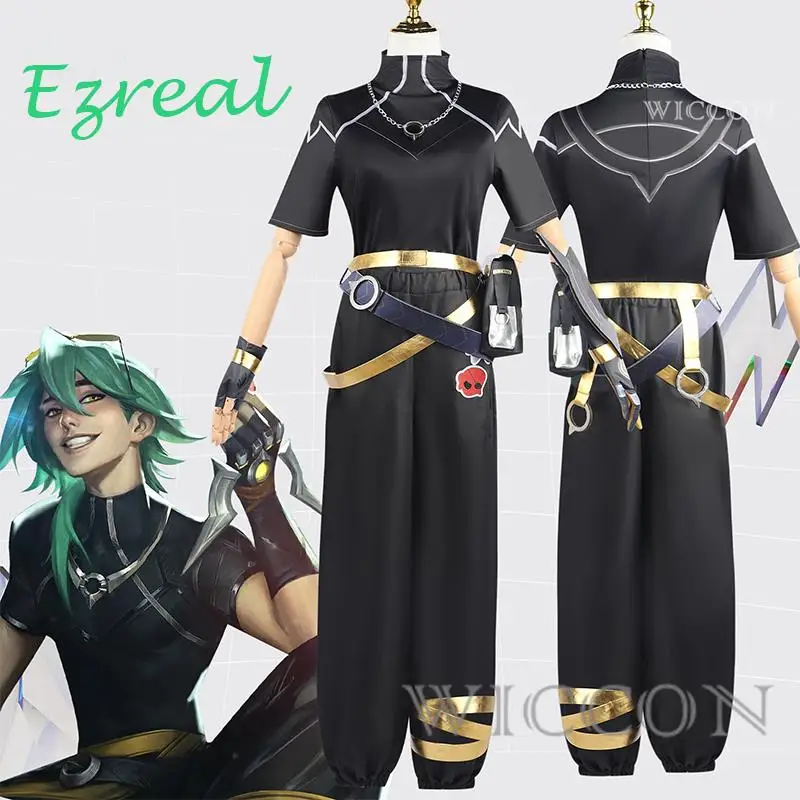 Game LOL Ezreal Cosplay Heartsteel Ezreal Cosplay Costume EZ Wig Glasses Uniform Outfit Halloween Party Costume for Men Women