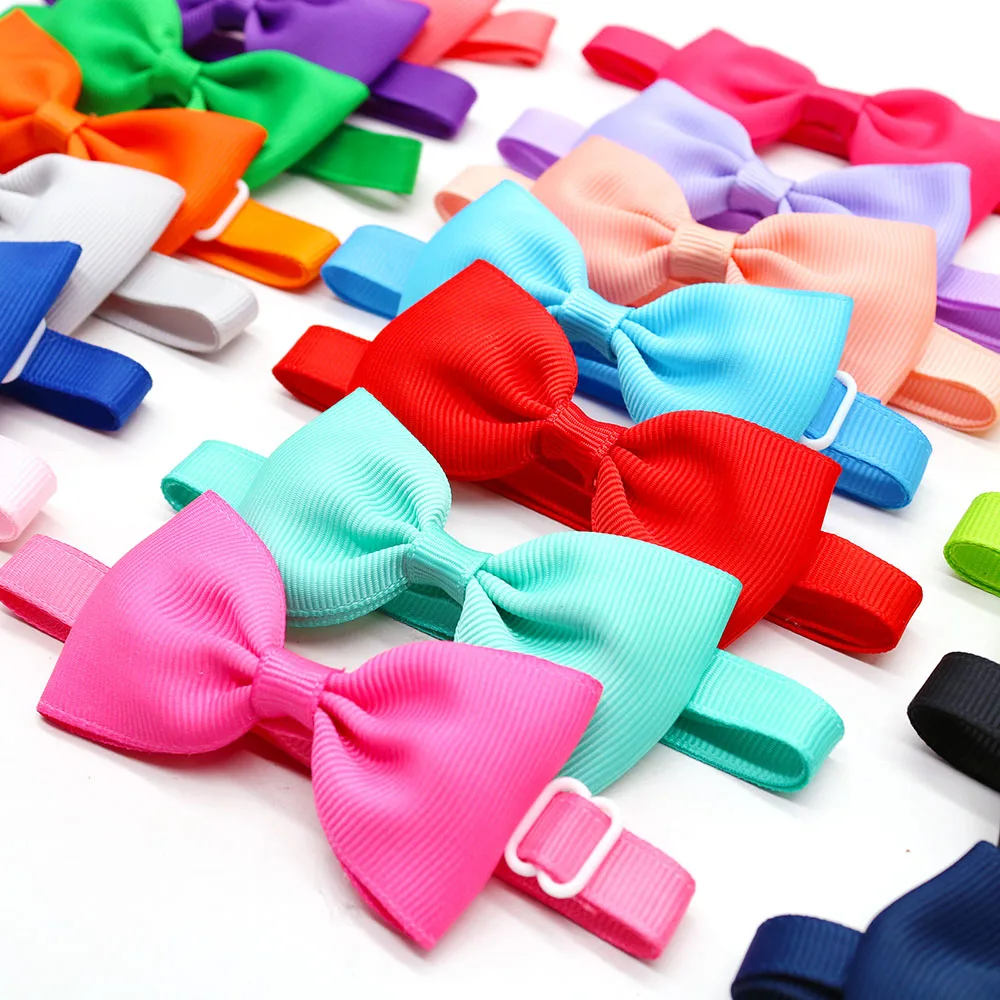 Fashion Cute Small Dog Bowtie Bulk Solid Bow Ties Collar For Dogs Cats Summer Pet Dog Bows Small Dog Cat Grooming Accessories